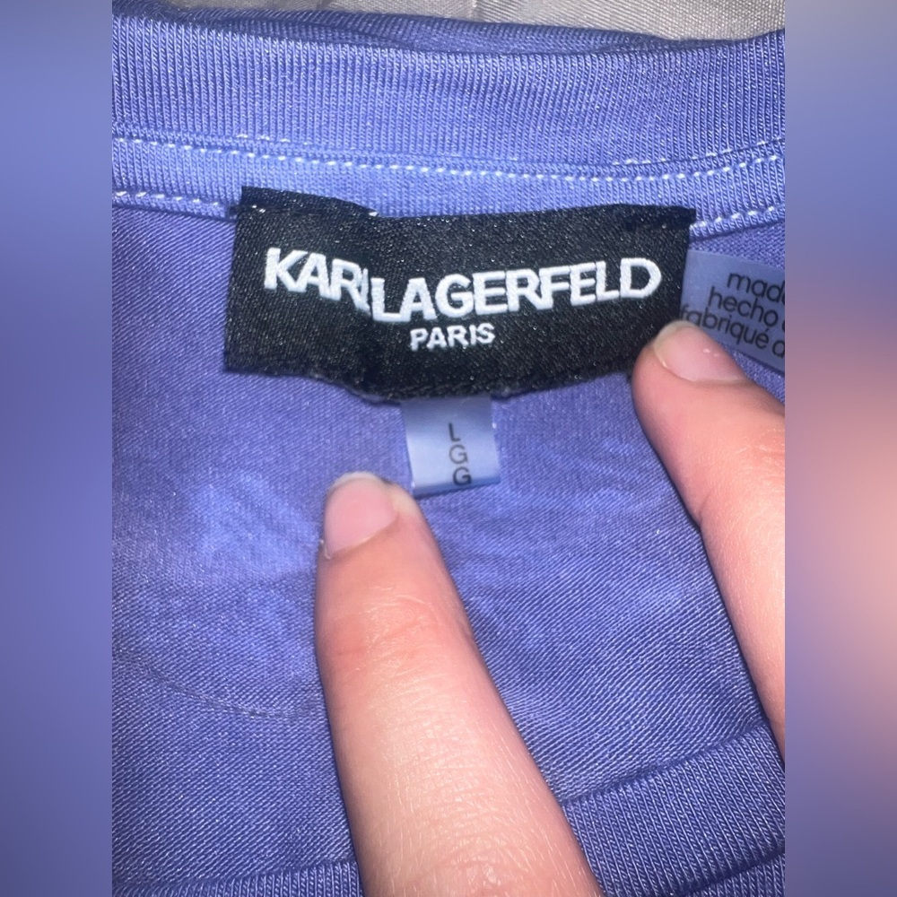 Karl Lagerfeld C'est La Vie Rhinestone Zipper Shirt Purple Womens L - Picture 4 of 4